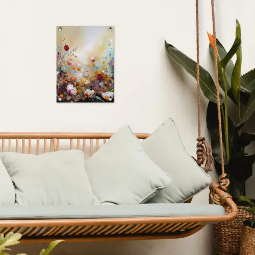 Olieverf - Bloemen - Kleurrijk - Natuur tuinposter los doek klein -sfeer7