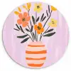 Vaas - Gestreept - Bloemen - Oranje Wandcirkel kunststof plaat 5mm dik klein -3d