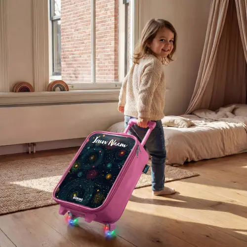 Sterren - Planeten - Kleurrijk Kinderkoffer - Roze klein -sfeer1