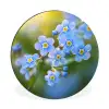 Bloemetjes - Blauw - Vergeet mij nietjes Wandcirkel aluminium klein -3d