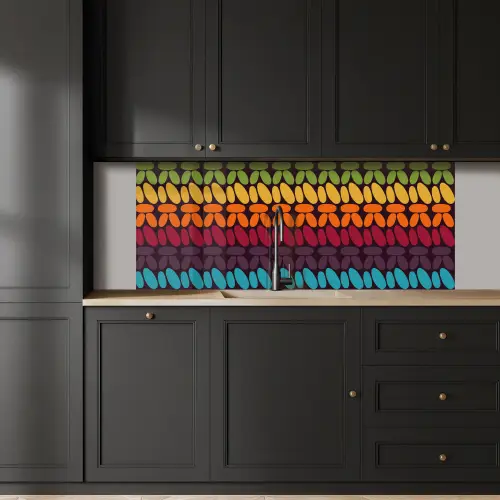 Haakpatronen - Retro - Regenboog keuken achterwand 2 middel 871 -sfeer1