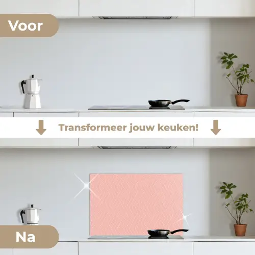 Zalmroze - Strepen - Patroon keuken achterwand spatscherm klein 900 -voor_na_NL