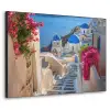 Santorini - Bloemen - Griekenland Textielframe zwart klein -3d