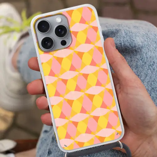 Kleurrijk - Ruitpatroon - Bladvormen Hoesje iPhone 16 Pro Max met koord klein 804 -sfeer3