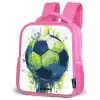 Voetbal - Verf - Groen - Blauw Kinderrugzak - Roze middel -schuin