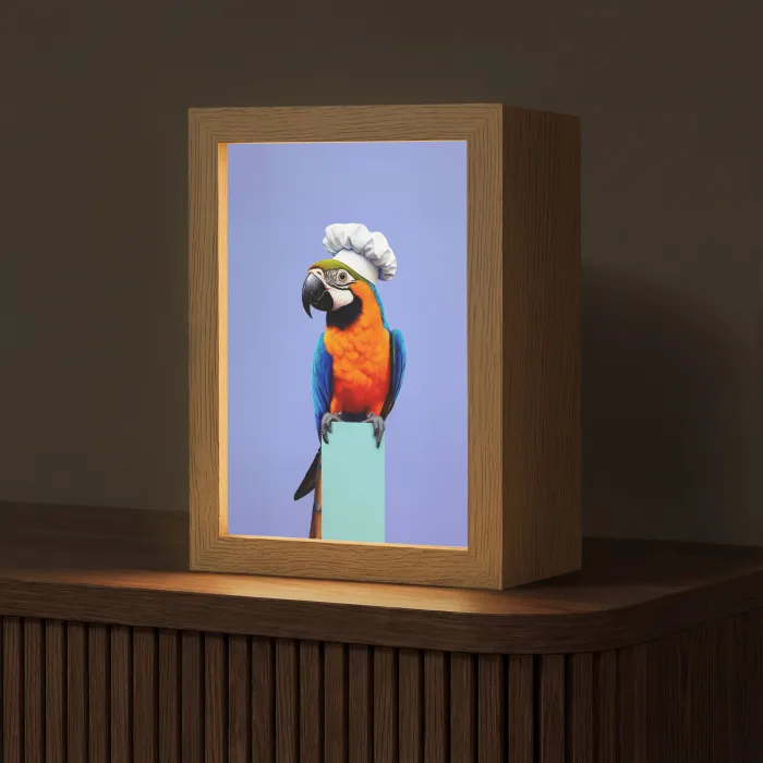 Papegaai - Koksmuts - Vogel - Leuk Light Box met kabel (Tafellamp) klein -z3d_website