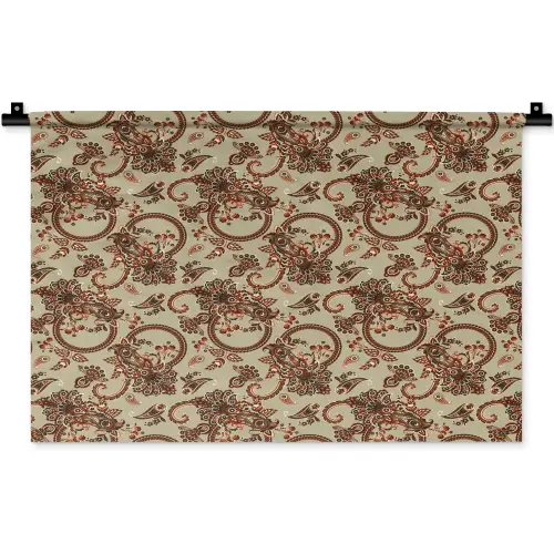 Warm - Bloemen - Groen - Rood Wandkleed katoen klein 269 -zz3d