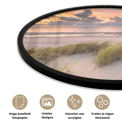 Zonsondergang - Duin - Strand - Planten - Zee Fotolijst rond zonder passe partout klein -closeup_NL