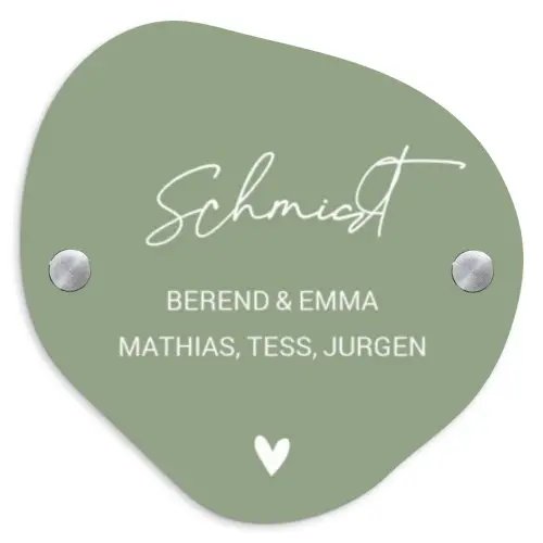 Effen olijfgroen - Sierlijk Naambord Organisch middel -3d