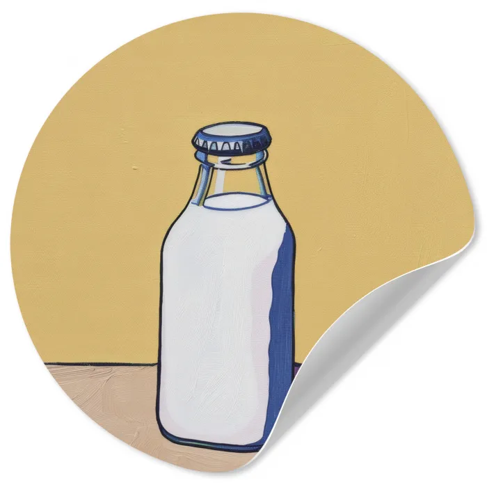 Glazen - Fles - Illustratie - Melk Wandcirkel behangsticker klein -3d