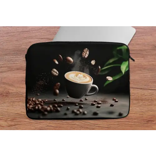 Cappuccino - Kop - Bonen - Bruin laptophoes neopreen klein -tafel