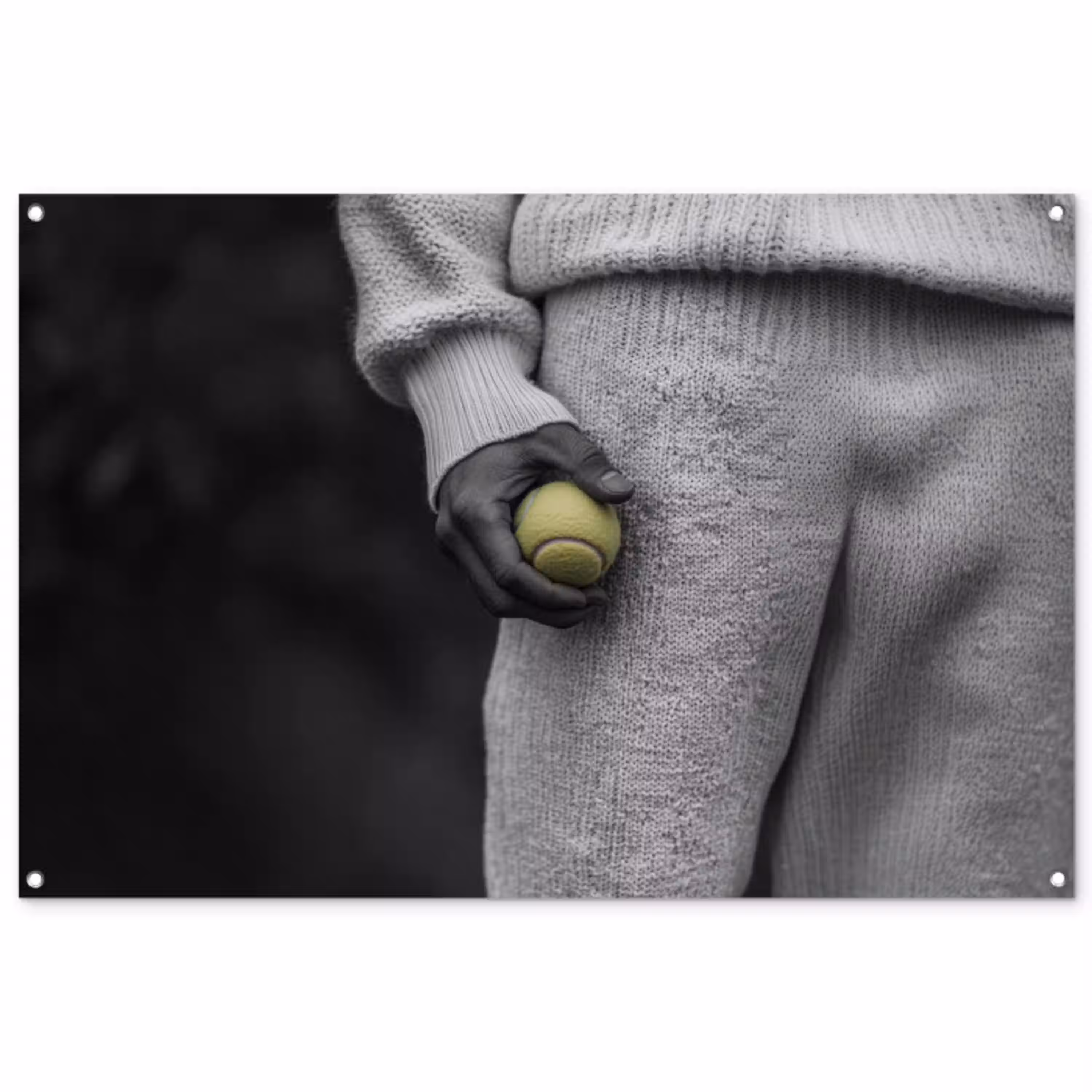 Tennisbal - Zwart - Wit tuinposter los doek groot -3d