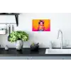 Bloemen - Vrouw - Kimono - Roze Muursticker klein -keuken