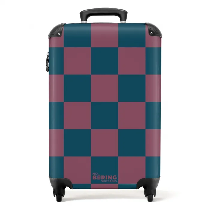 Squares - Blauw/Rood NBS - Handbagage koffer - Kinderen Unisex middel -productfoto_recht
