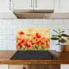 Klaprozen - Bloemen - Rood - Bloemenveld keuken achterwand spatscherm klein -sfeer2