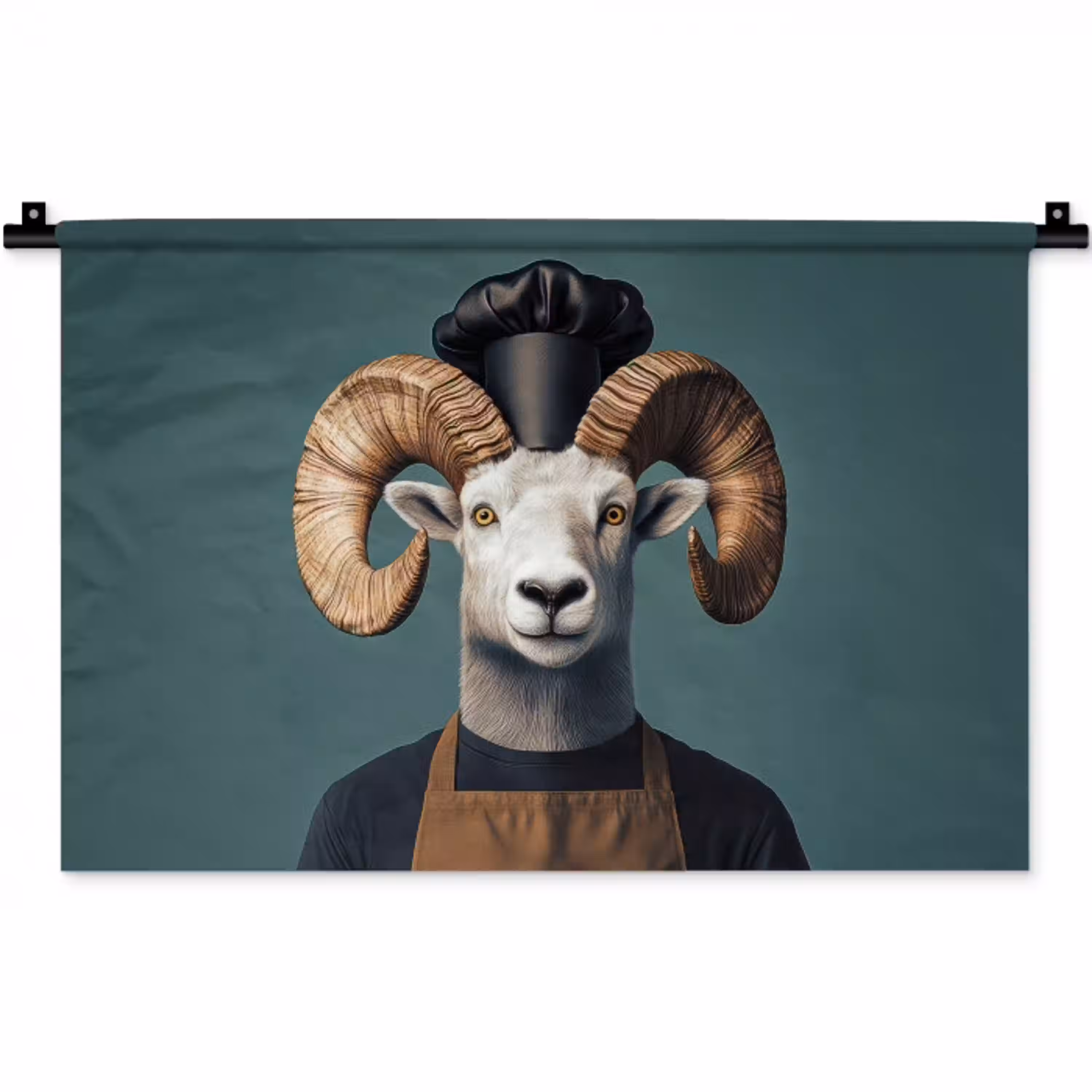 Geit - Hoorns - Kokskleding Wandkleed katoen klein -zz3d