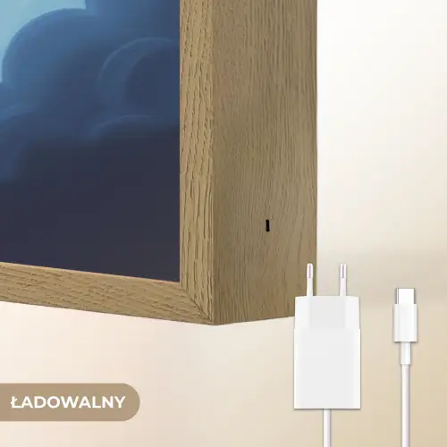 Planeet - Wolken - Sterren - Blauw Light Box met batterij (Wandlamp kind) middel -USP_websiteoplaadbaarNL