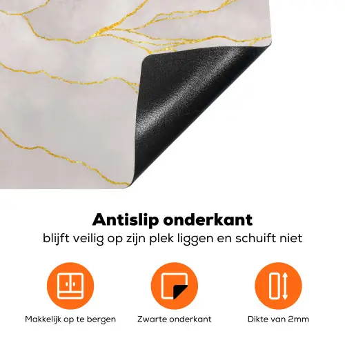 Marmerlook - Grijs - Goud - Chic - Marmer Inductie beschermer vinyl 3mm klein -zzzzzzz-td-onderkant