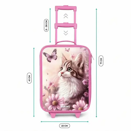 Kat - Paars - Vlinders - Bloemen Kinderkoffer - Roze klein -productfoto_formaten