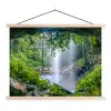 Jungle - Regenwoud - Water - Waterval - Planten textielposter latten blank klein -3d