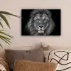Dieren - Leeuw - Zwart - Wit - Portret canvas 2cm klein -sfeer1