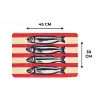 Sardines - Rood en beige strepen Placemat vinyl groot -specs