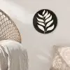 Blad - Wit - Minimalistisch Wandcirkel kunststof plaat 5mm dik klein -sfeer5
