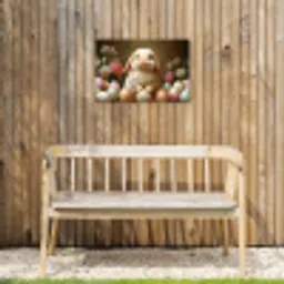 Konijn - Paaseieren - Stilleven Tuinposter op houten frame 2 cm dik klein -sfeer4