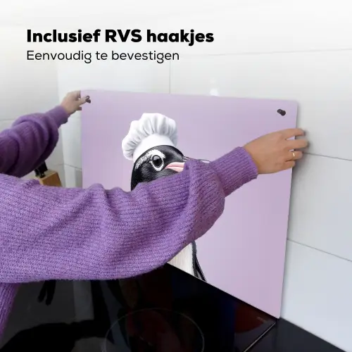 Pinguïn - Koksmuts - Lief - Paars Inductie beschemer met haakjes klein -ky-ophangen-nl