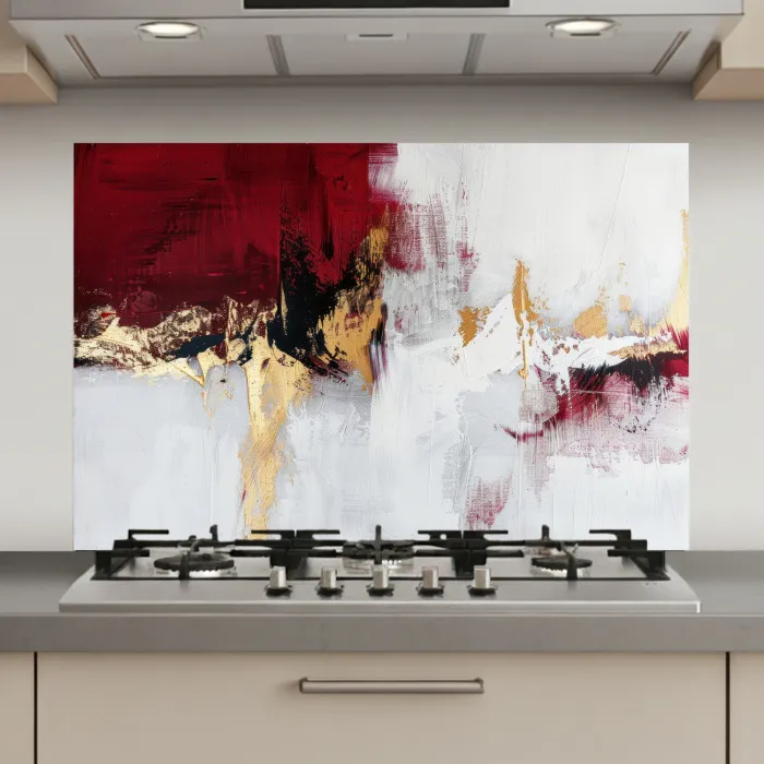 Rood - Marmer - Abstract - Goud - Modern keuken achterwand spatscherm klein -3d_website
