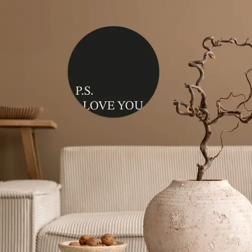Zwart - Minimalistisch - Valentijn Wandcirkel behangsticker klein -sfeer1