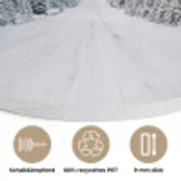 Weg - Sneeuw - Naaldbos - Winter - Avontuurlijk Akoestische PET Vilt - Rond klein -closeup_DE