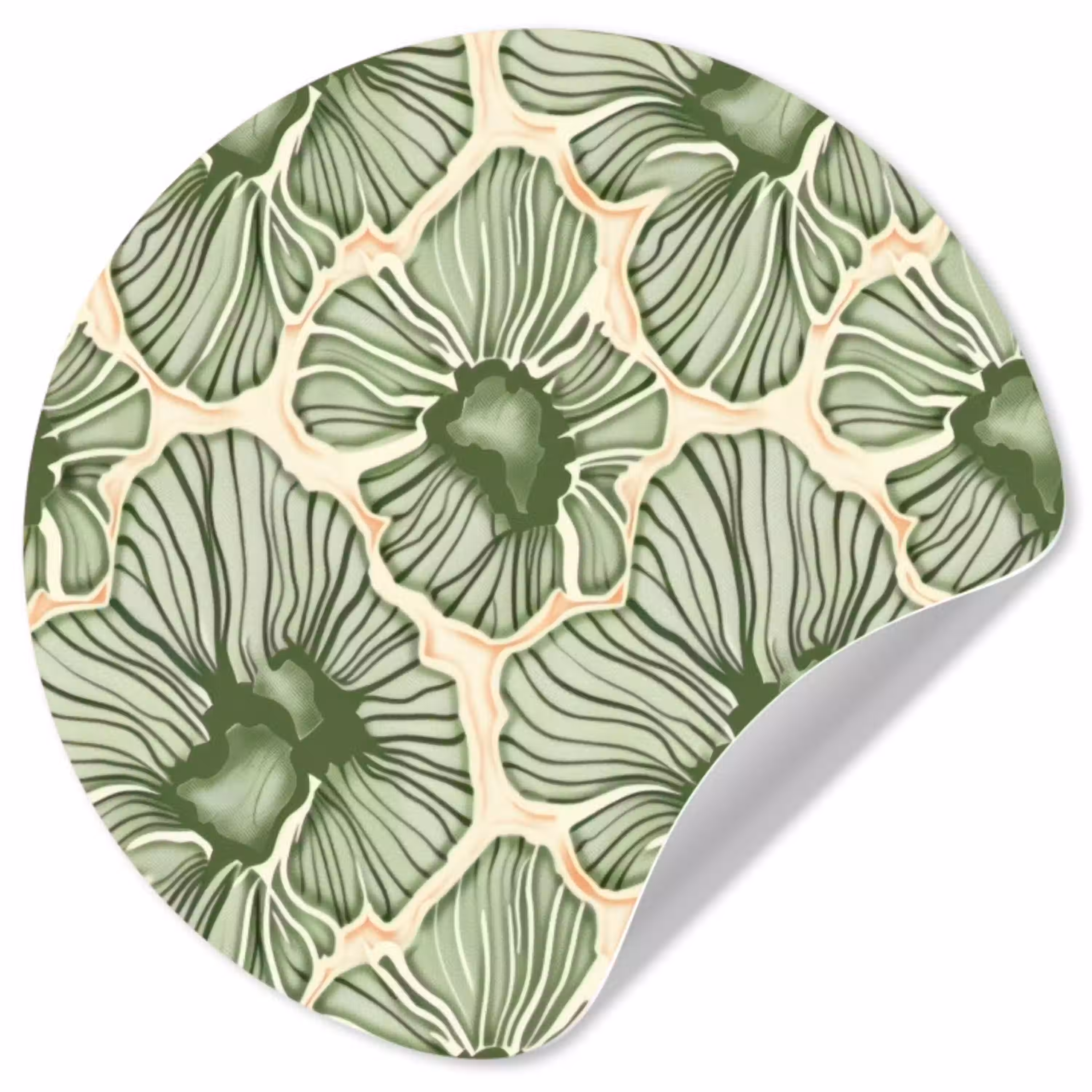 Groen - Botanisch - Bloemen - Organisch - Patroon Wandcirkel behangsticker klein 186 -3d