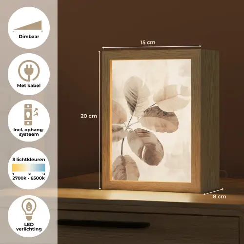 Gedroogde plant - Natuur - Bruin - Planten Light Box met kabel (Tafellamp) klein -USP_NL