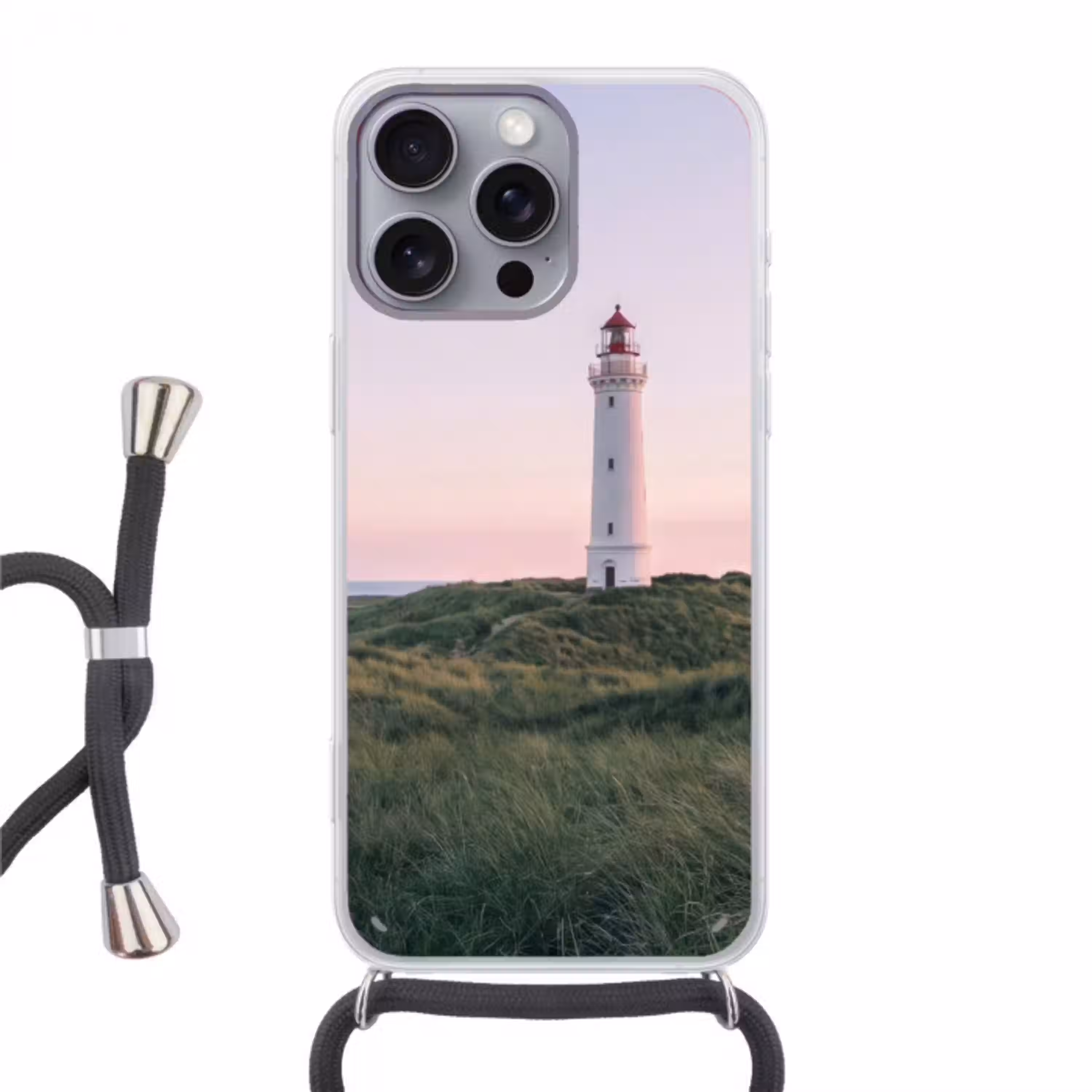 Vuurtoren - Duinlandschap - Zee Hoesje iPhone 16 Pro Max met koord klein -3d