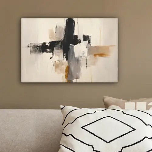 Penseelstreken - Ruw - Abstract - Beige canvas 2cm klein -sfeer3