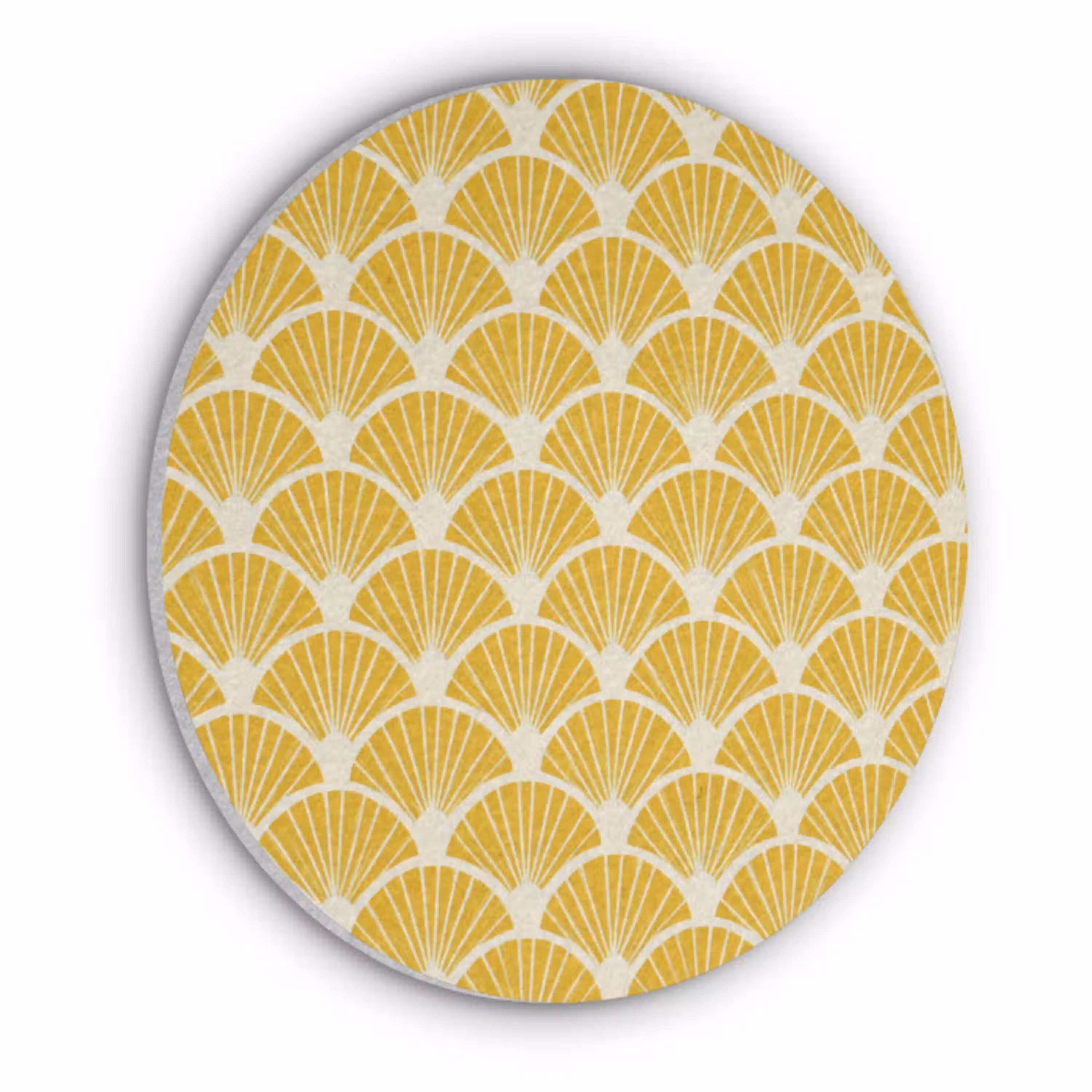 Waaiers - Art Deco - Retro - Okergeel Akoestische PET Vilt - Rond klein 838 -3d