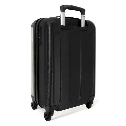 Verfstreepjes in blauwgrijs NBS - Handbagage koffer - Kinderen Unisex middel -achterkant