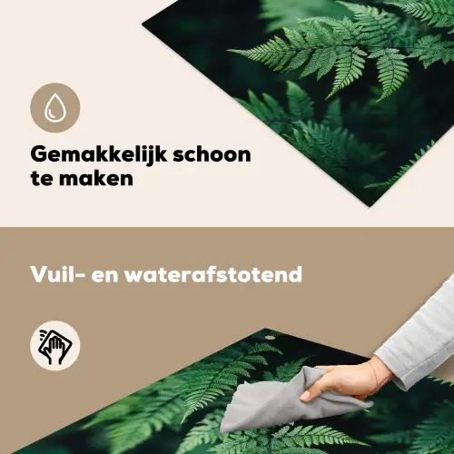 Varenblad - Groen - Structuur - Wazig Inductie beschemer met haakjes middel -ky-schoon-nl