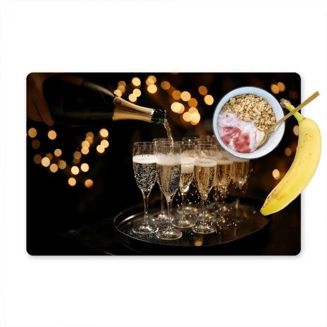 Lichtjes - Champagne - Dienblad - Glazen Placemat vinyl groot -zzzproduct_Kitchenyeah-website