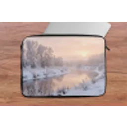 Rivier - Winter - Landschap - Sneeuw - Zonsopgang laptophoes neopreen klein -tafel