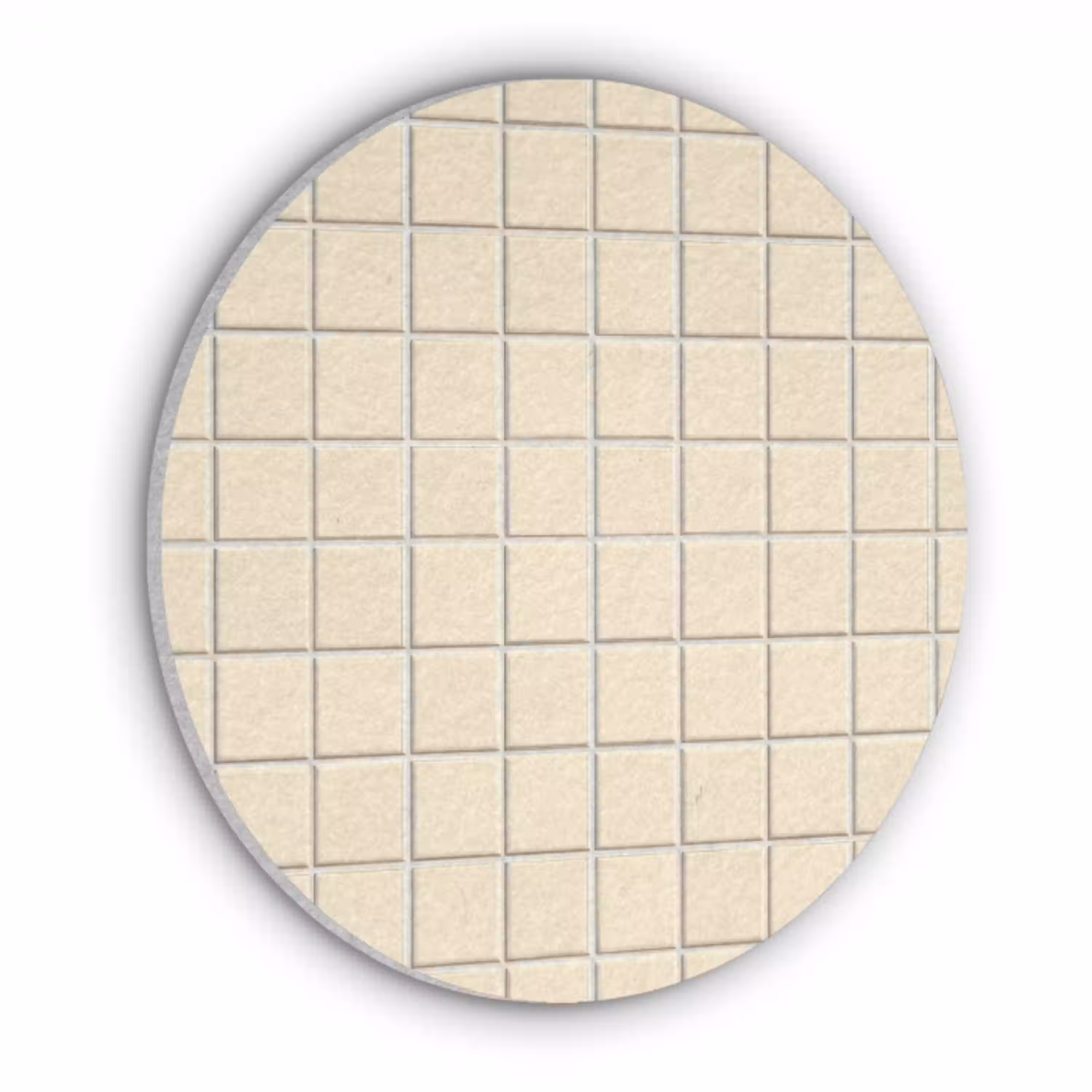 Patroon - Tegels - Gebroken - Wit Akoestische PET Vilt - Rond klein 838 -3d