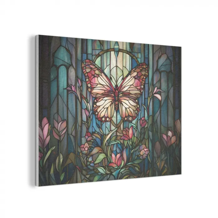 Vlinder - Roze - Bloemen - Bladeren PET vilt klein -3d