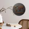 Wereldkaart - Koffie - Grijs Wandcirkel plexiglas klein -sfeer4