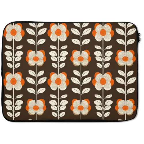 Bloemen - Retro - Bruin laptophoes neopreen klein 279 -zkaufland3dotto
