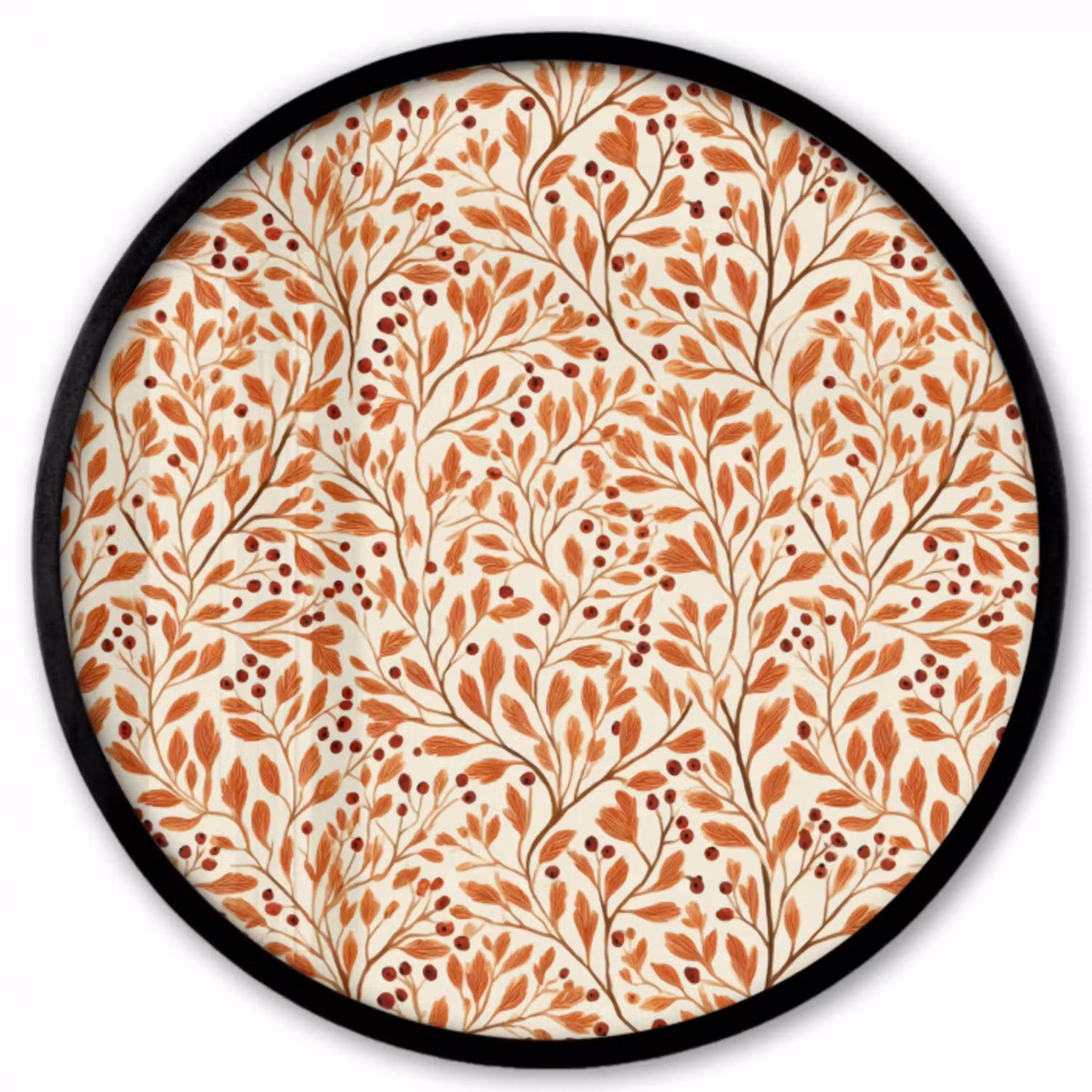 Bladeren - Botanisch  - Terracotta Fotolijst rond zonder passe partout klein 856 -3d