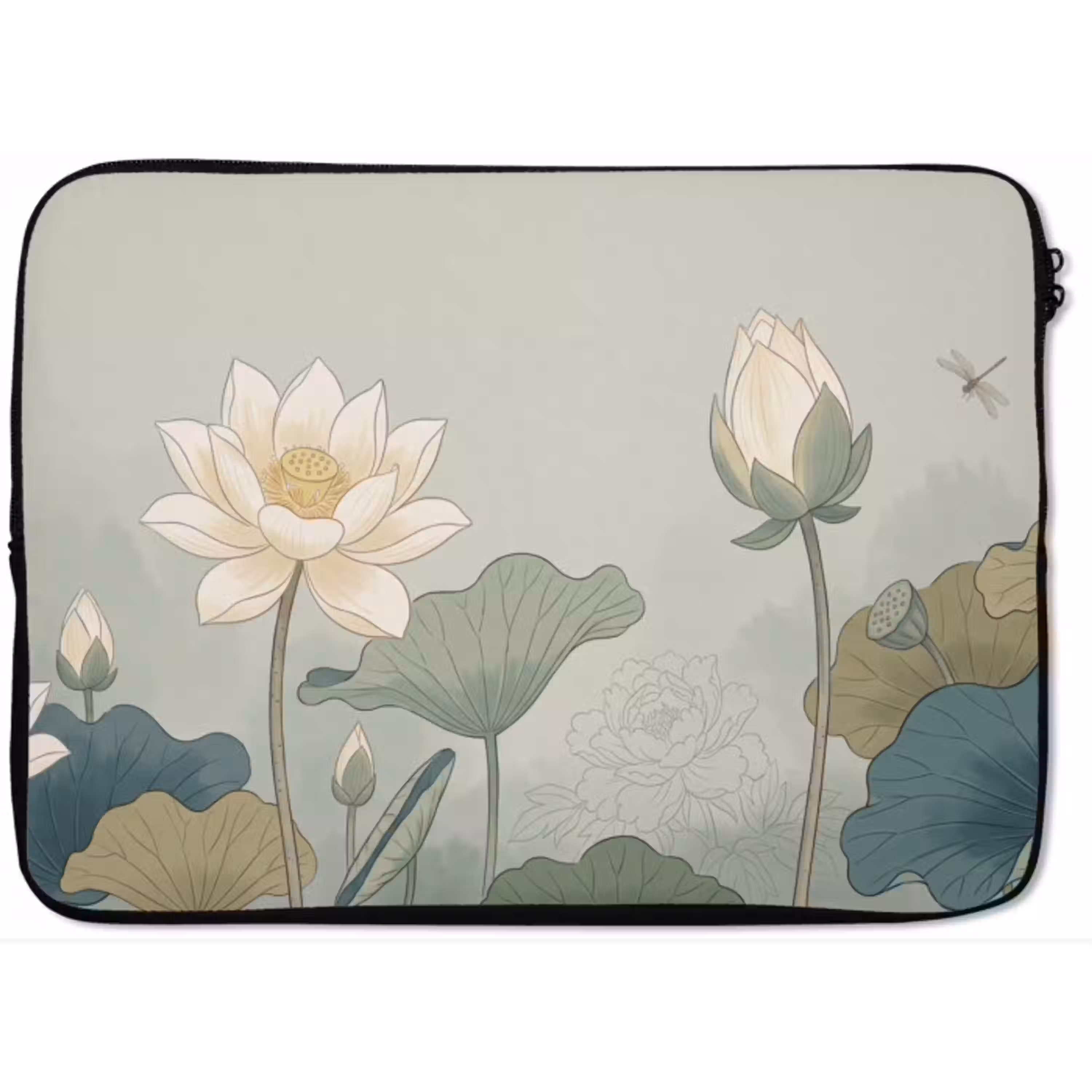 Lotus - Bloemen - Groen laptophoes neopreen klein -zkaufland3dotto