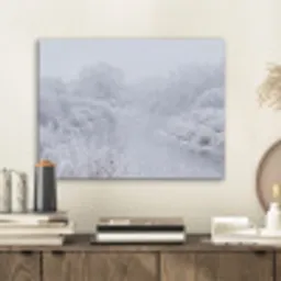 Rivier - Sneeuw - Bos - Winter - Schilderachtig PET vilt klein -sfeer1