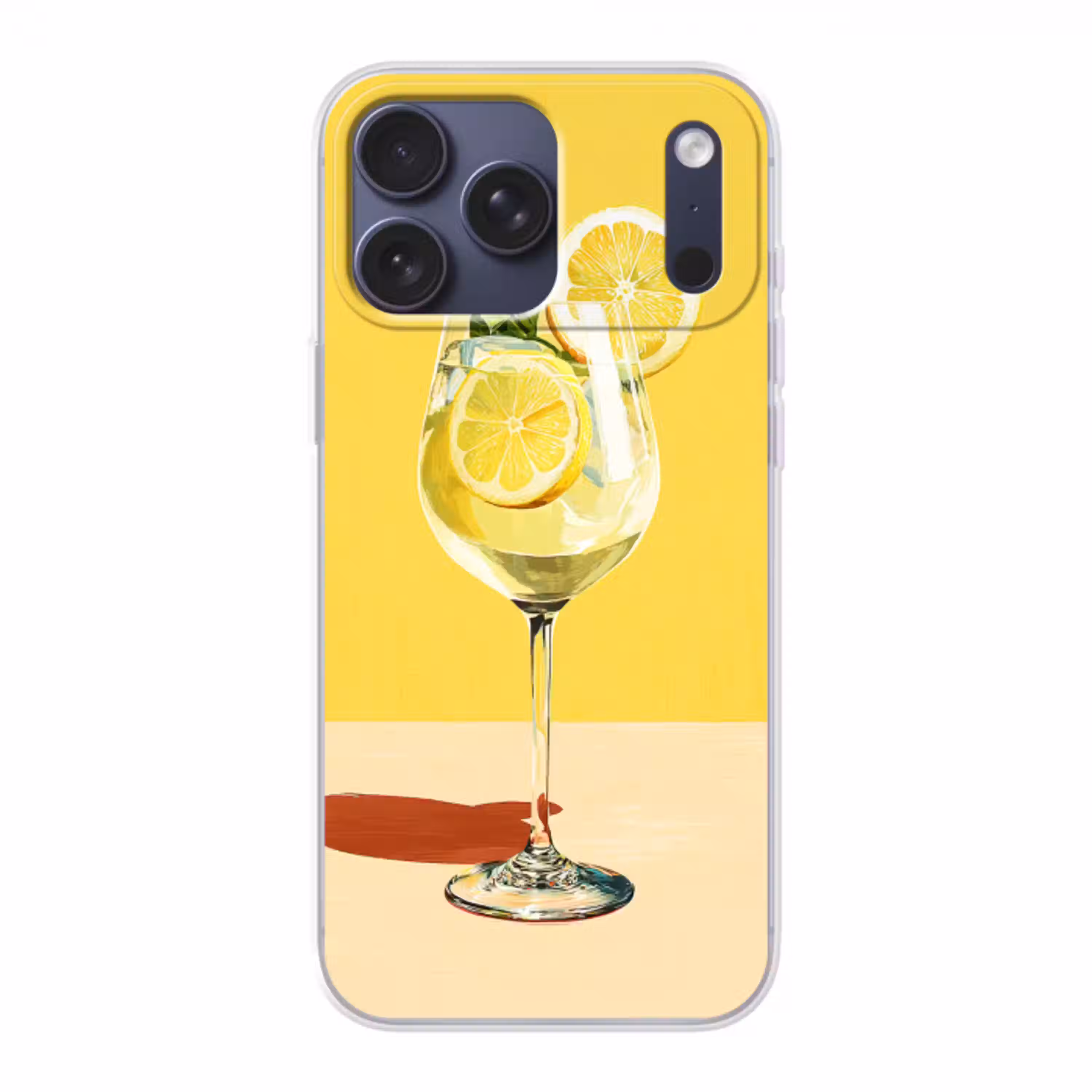 Wijnglas - Citroen - Geel - Minimalistisch Telefoonhoesje iPhone 17 Pro Max klein -3d
