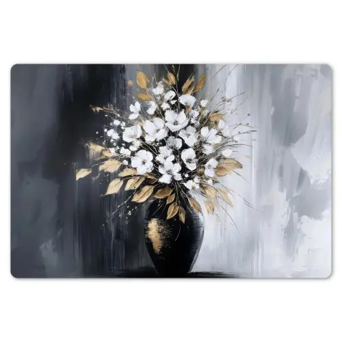 Bloemen - Wit - Vaas - Abstract Placemat vinyl groot -zzsfeer1_Kitchenyeah-website
